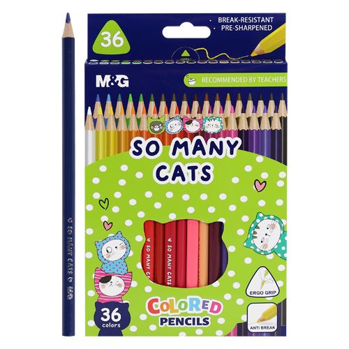 M&G So Many Cats háromszögletű zsírkréták, 36 db-os készlet