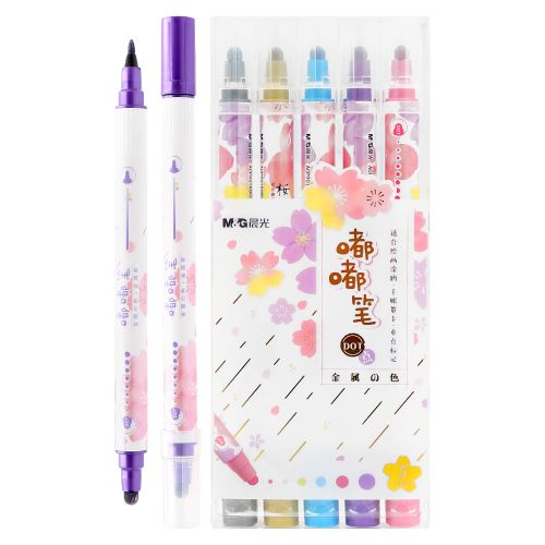 M&G Sakura Kétoldalas metál filctoll készlet - 5 db