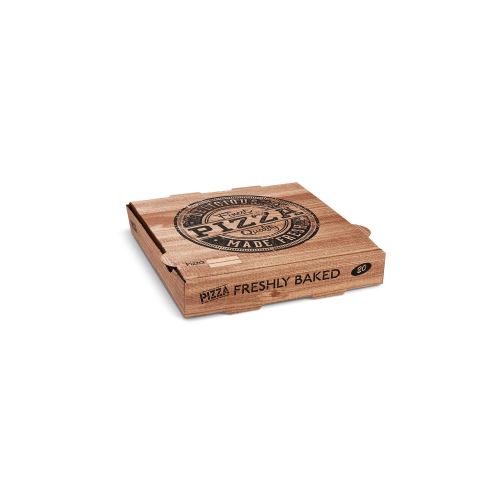 Pizza doboz (mikrohullámú karton) H4 kraft nyomtatással 20 x 20 x 4 cm [100 db]
