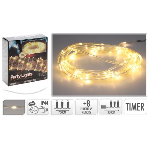 Fénylánc 100 LED fehér meleg, hossza 7,5 m