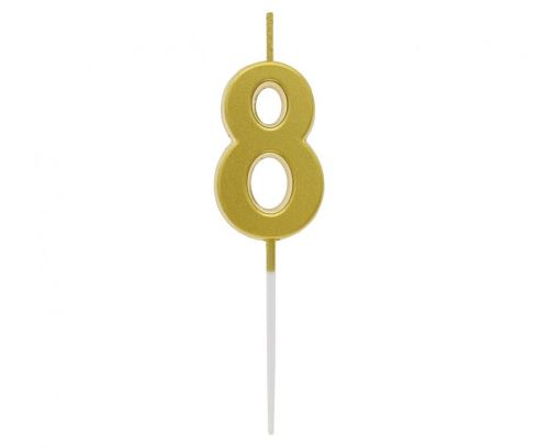 Sviečka tortová B&C - číslica "8" metalická zlatá 9,5 cm
