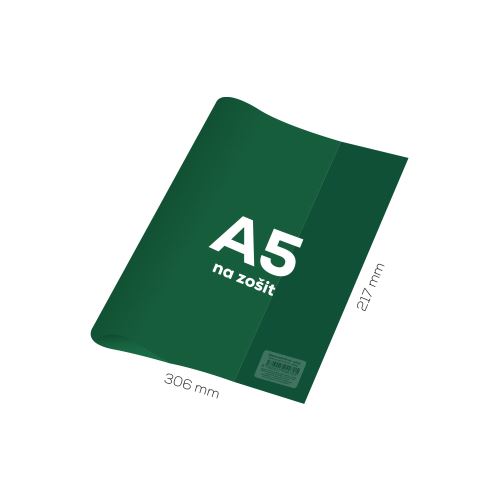 Munkafüzet borítója A5 PVC 306x217 mm - átlátszó/zöld