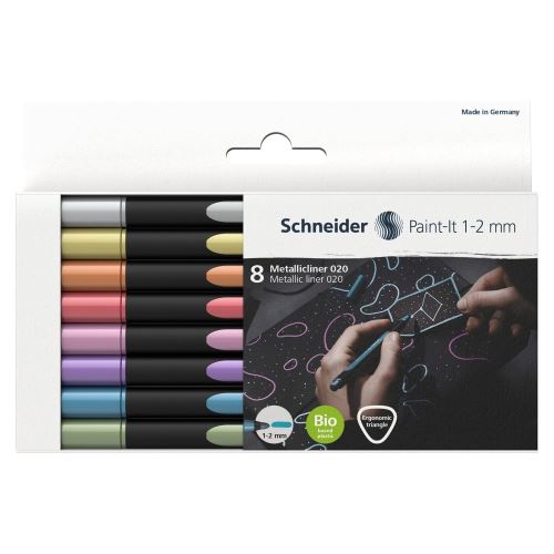 Popisovač Schneider Paint-It 020 Metalický, hrot 1-2mm (sada 8 ks)