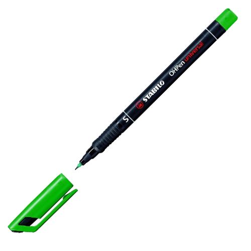 Tartós filctoll, 0,4 mm, STABILO OHPen Universal, zöld