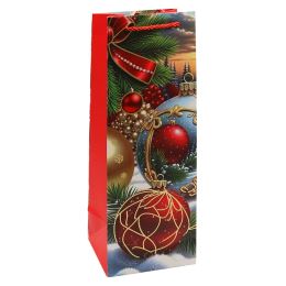 Ajándékzsák palackhoz – karácsonyi 12x36x10 cm (vegyes /ár 1 db-ért) (3)
