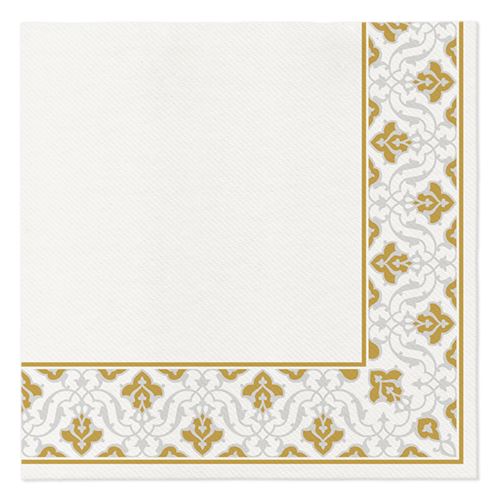 Szalvéták PAW AIRLAID 40x40 cm - Floral Frame Gold