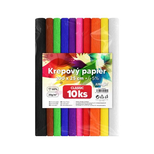 Krepp papír  JUNIOR - készlet 10 db, 25x200 cm