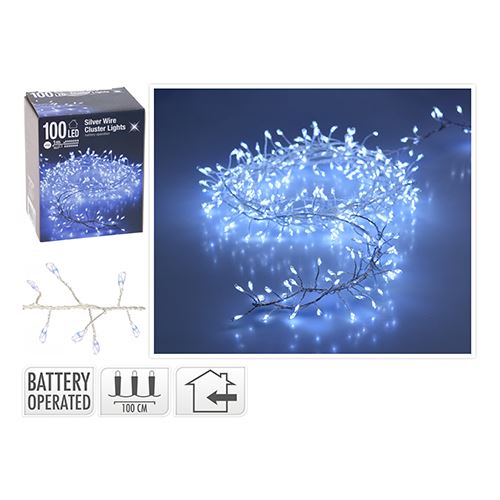 Világító lánc 100 LED - hideg fehér, 1 m