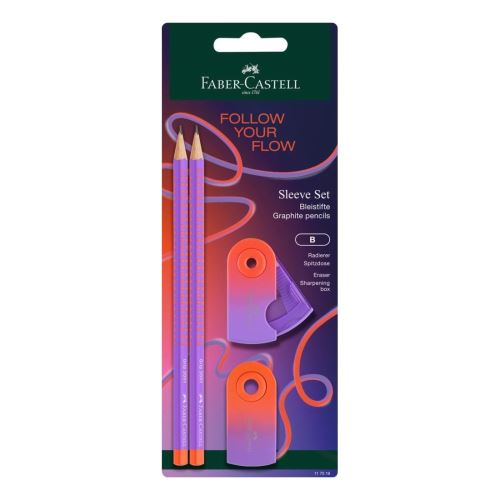 Ceruzka Faber-Castell č. 2 (B) + guma + strúhadlo  xFlow Edition (punchy melone sada)