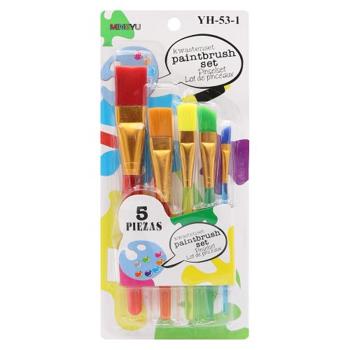 Színes ecsetkészlet (5 db) lapos Jumbo
