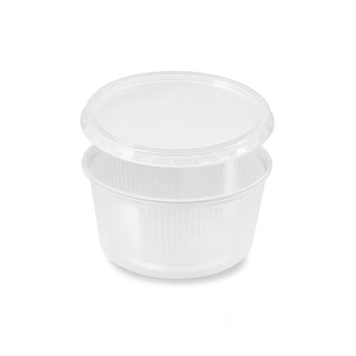 Tál (PP) kerek átlátszó 250ml + fedél [250 készlet]