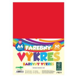 Farebný výkres A4 180g/m2, bal/50 ks - červená