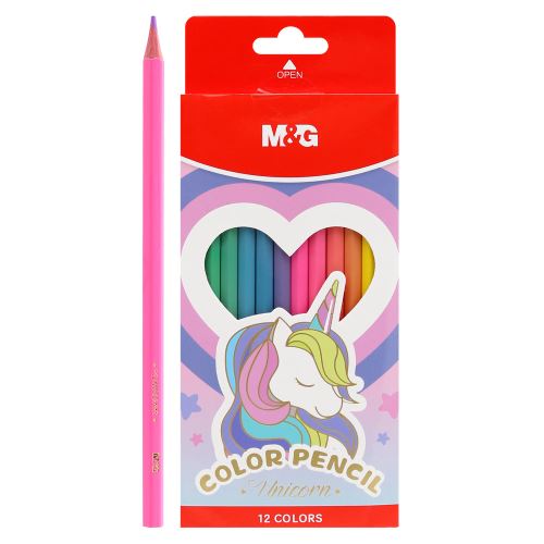 M&G Unicorn hatszögletű zsírkréták - 12 darabos készlet