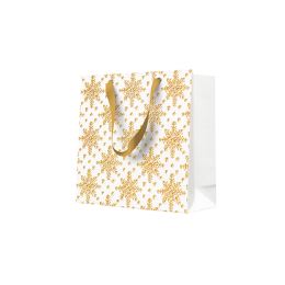 Darčeková taška PAW 17x17x6 cm Grunge Textured Snowflakes Gold