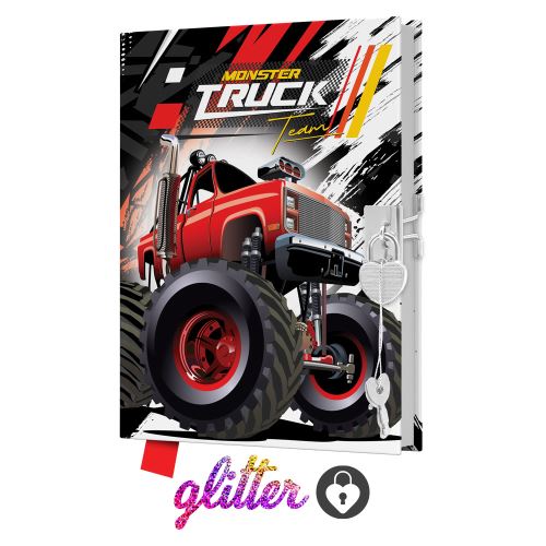 JUNIOR 14x18 cm, 80 lap, átlátszó, zárral - Monster Truck Team