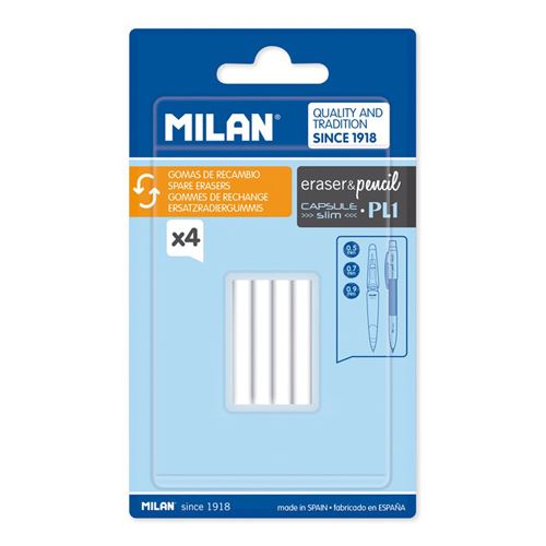 MILAN tartalék radírok CAPSULE Slim és PL1 ceruzákhoz, 4 darabos készlet
