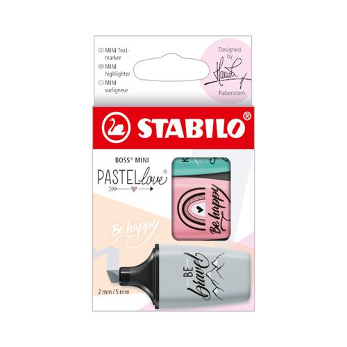 Szövegkiemelő - STABILO BOSS MINI Pastellove 2.0 - 3 db-os csomagolás