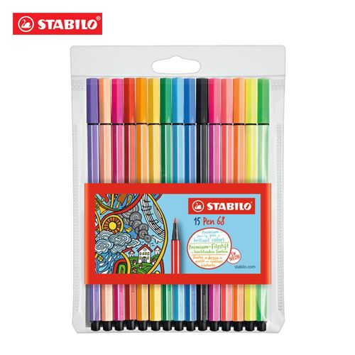 STABILO Pen 68 rostos filctoll, 10 + 5 db-os neon készlet