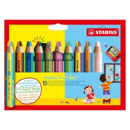 STABILO woody 3in1 duo multifunkciós színes ceruza - kétszínű tintával - 10 db-os készlet ceruza hegyezővel STABILO woody 3in1 duo multifunkciós színes ceruza - kétszínű tintával - 10 db-os készlet ceruza hegyezővel