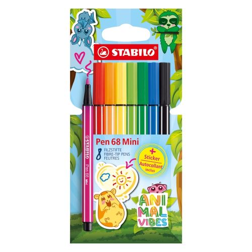 Fixy vláknové STABILO Pen 68 Mini Animal Vibes (sada 12 ks)