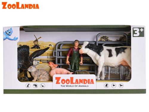Zoolandia tehén állatkákkal a farmról és kiegészítőkkel dobozban