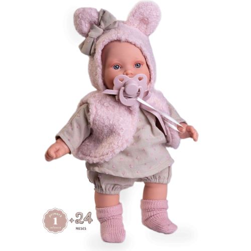 Bábika Kika lloro con chaleco s výbavou a zvukom 27 cm