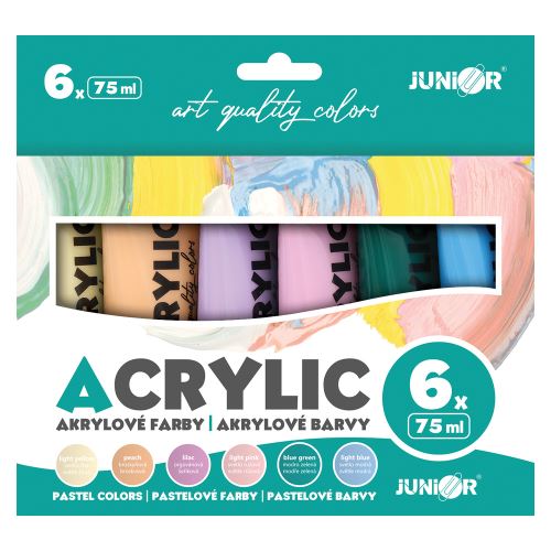 Akril festékek JUNIOR 75 ml - 6 darabos szett  Pastel
