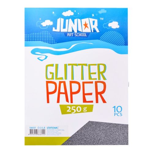 Dekor karton  A4 10 db fekete glitter 250 g