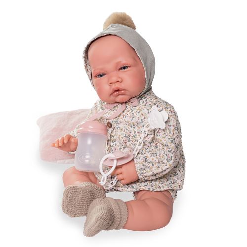 Lúa újszülött baba, kalapos, pomponos, 42 cm-es