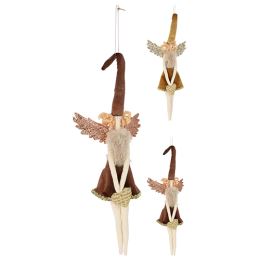 Függő dekoráció - angyalka sapkával, 37 cm, 2 féle