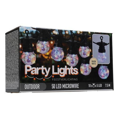 Párty osvetlenie - reťaz 10 LED žiaroviek, farebné, dĺžka 7,5 m
