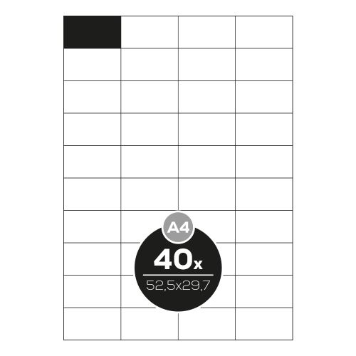 Top Stick etikettek A4/100 db, 52,5x29,7 mm - 40 etikett, fehér