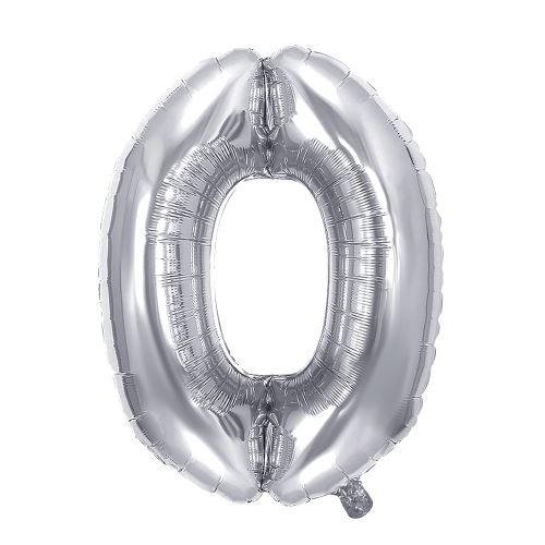 Születésnapi léggömb, ezüst 40" szám 0