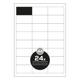 Top Stick etikettek A4/100 db, 64,6x33,8 mm - 24 etikett, fehér