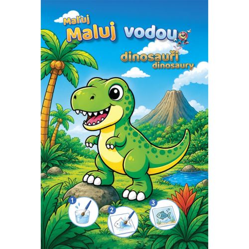 Omaľovánka A4 Maľuj vodou - Dinosaury