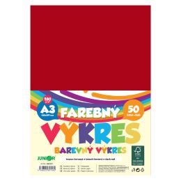 Farebný výkres A3 180g/m2, bal/50 ks - tmavo červená