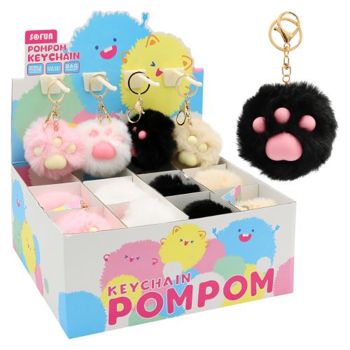 JUNIOR PomPom macska mancs kulcstartó / medál (mix /ár 1db) (1)