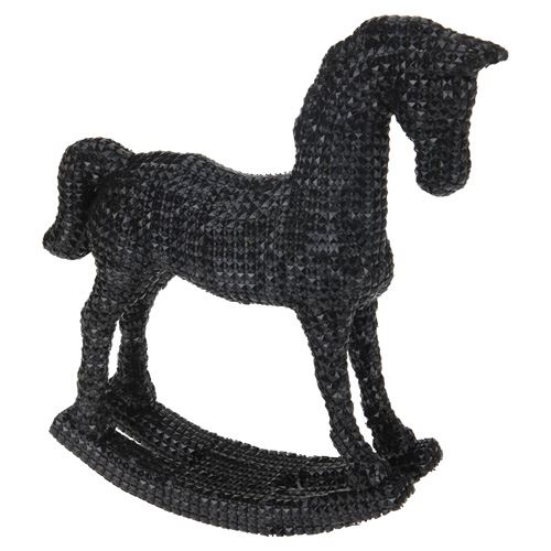 Figúrka - Kôň hojdací/čierny štras 30 cm, 1ks