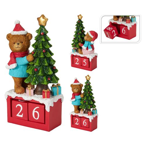 Vianočná dekorácia Adventný kalendár s medveďom 24 cm /1ks