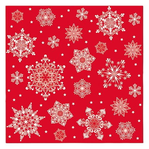 Obrúsky PAW AIRLAID 40x40 cm (12 ks) Snowflakes red