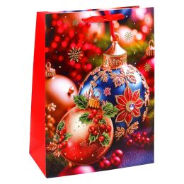 Karácsonyi ajándéktáska 23x18x10 cm (4féle mintából álló válogatás – /ár 1 db-ért) (4)