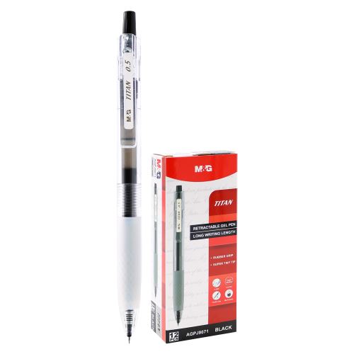 M&G TITAN visszahúzható gélhenger, hegye 0,5 mm, fekete tinta