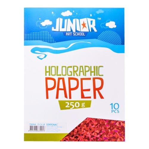 Dekor karton  A4 10 db piros hologrammos 250 g
