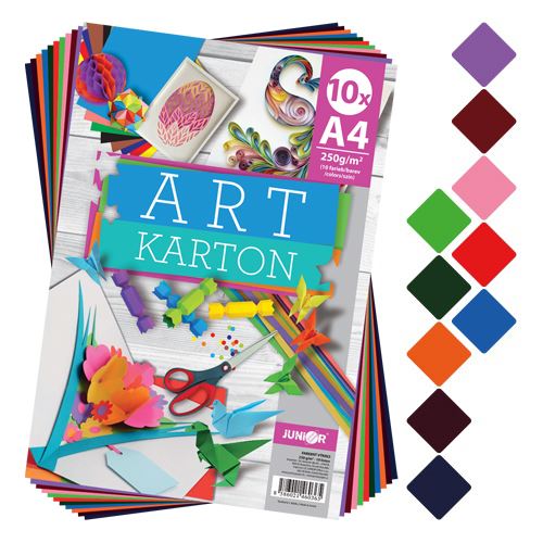 Színes papír blok - rajzlap ART CARTON A4 250g /10db/ vegyes 10 szín