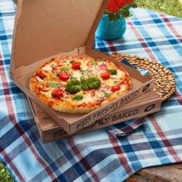 Pizza doboz (mikrózható karton) kraft 28 x 28 x 4 cm [100 db]