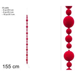 Girlanda so zamatovými guľami 155 cm, bordová