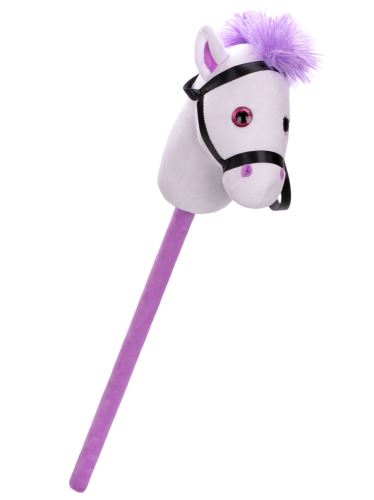 75 cm-es fehér plüss ló rúdon, zsákban