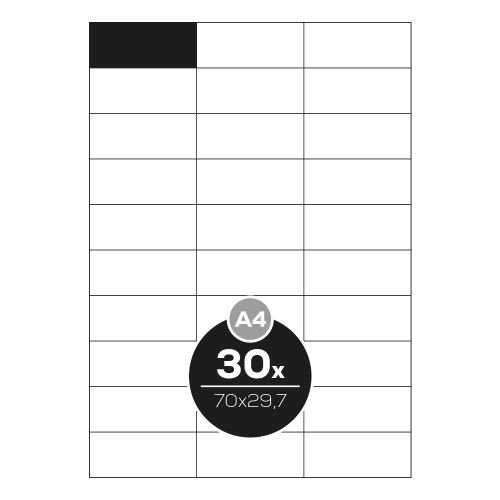 Top Stick etikettek A4/100 db, 70x29,7 mm - 30 etikett, fehér