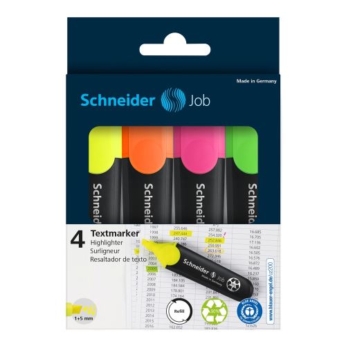 Zvýrazňovač Schneider Job - sada 4 ks original