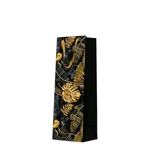 Ajándéktáska üveghez - Premium GOLD LEAVES